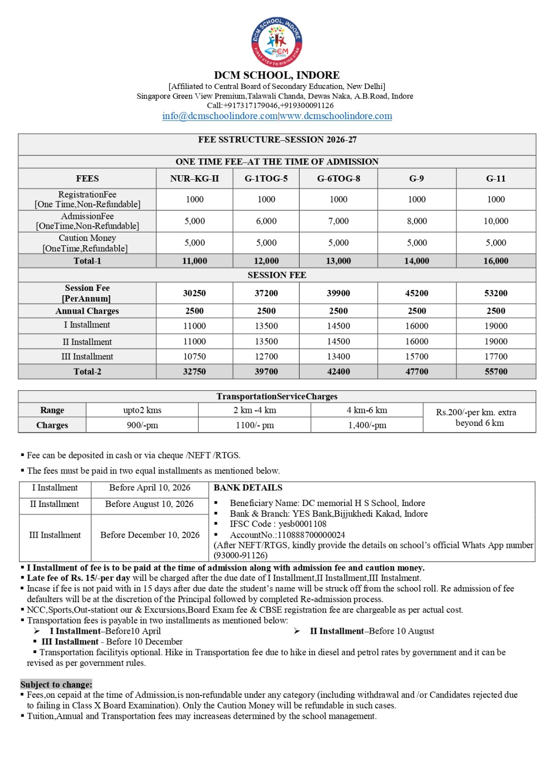 Boarding Fee 2024-25